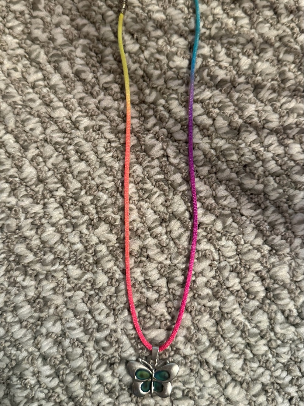 Kids Rainbow Cord Necklace with Mood changing Butterfly Charm